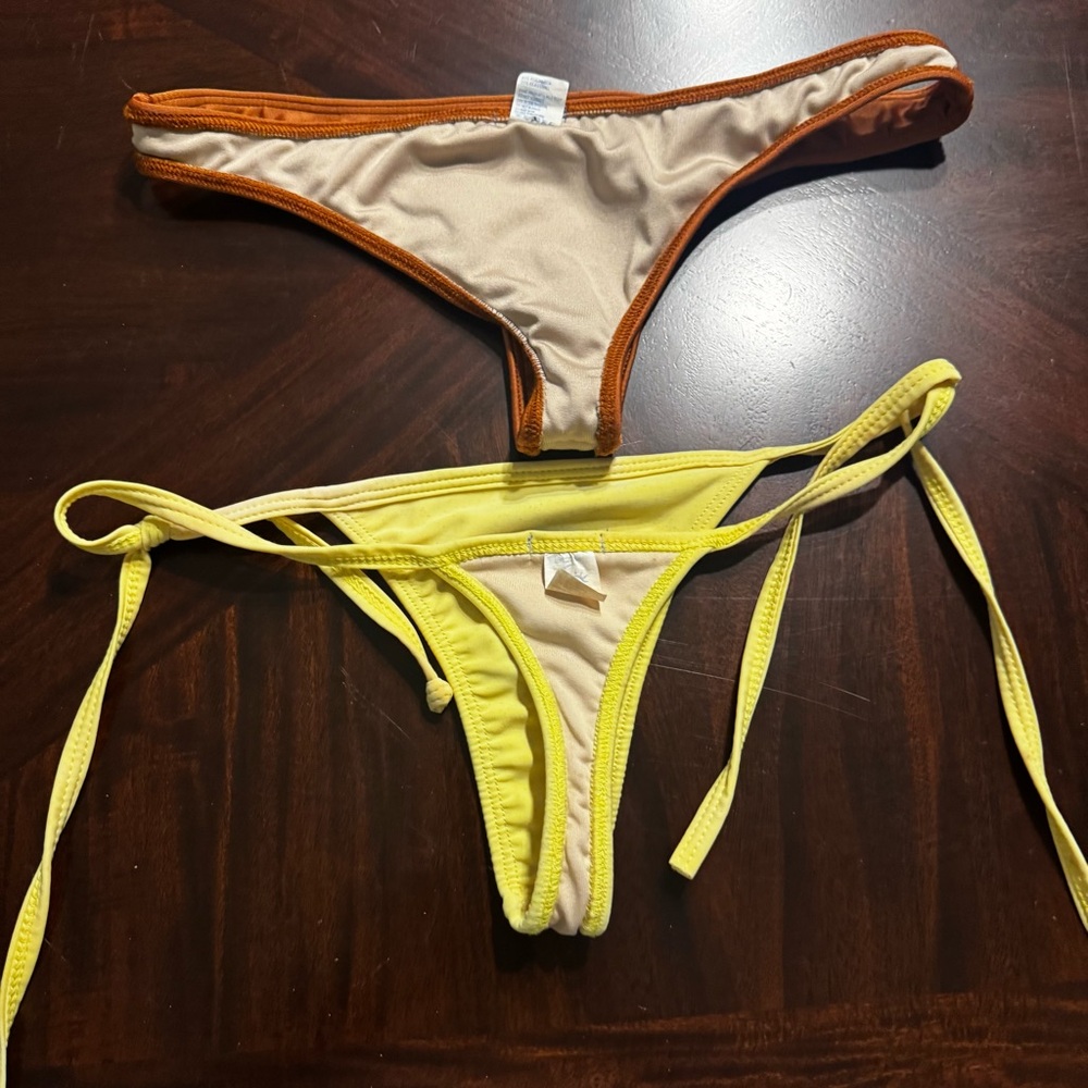 Blue Moves Bikini Bottoms Lot of 2 Size Small Tie Side Yellow & Rust - Picture 9 of 12